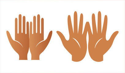 Fototapeta premium Two Pairs of Stylized Human Hands Displayed Openly on a White Background