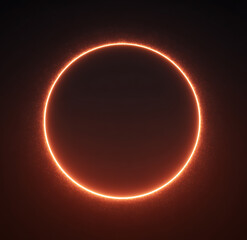 red circle. ring overlay. neon. glowing circular light isolated on black background for design effects