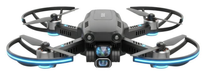 Drone flight showcase urban environment technology aerial view isolated on transparent background