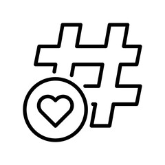 Obraz premium Hashtag Line Icon, Outline Symbol for Topic Search, Trending Label, Social Categorization, Viral Keyword, and Content Grouping. Vector Sign Icon.