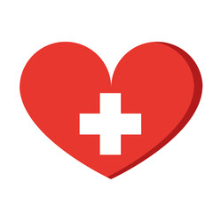 Obraz premium White cross heart icon