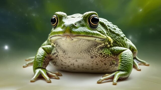 Close-up of a vibrant green frog with striking eyes, a captivating amphibian portrait.