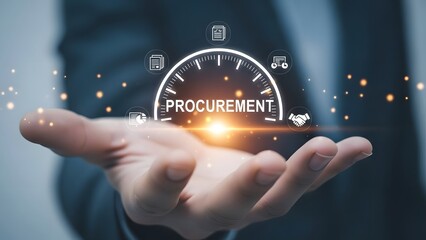 A person holding a glowing procurement gauge in their hand