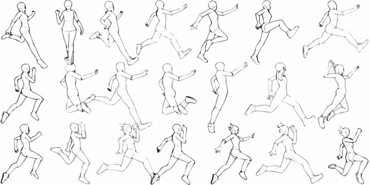 Dynamic running poses a collection of articulated human figures in motion