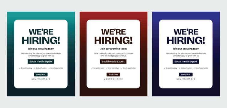 We are Hiring Social Media Job Vacancy Poster Template, Hiring Ad Template, Social media banner