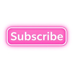 Pink subscribe button with white text and glow effect on white background