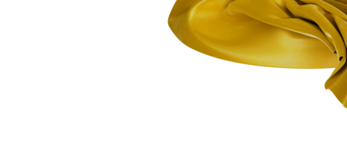 Elegant gold fabric in a flowing drape, captured against a clean white backdrop. Perfect for design, fashion, and textur