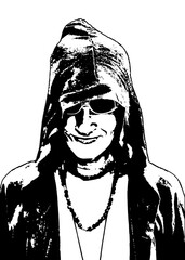 Isolated graphic of woman with hooded sportswear