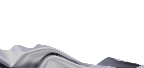 Elegant abstract background featuring a flowing silver fabric with white negative space. Perfect...