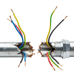 Electrical wiring repair in industry cable damage inspection isolated on transparent background