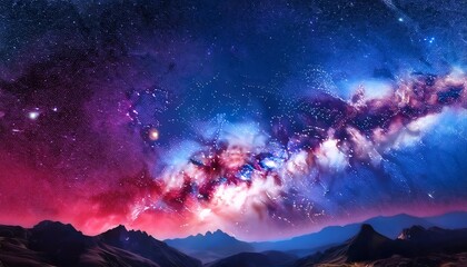 Cosmic Blue Pink Nebula Vibrant Stars Realistic Space Red Discovery Depth