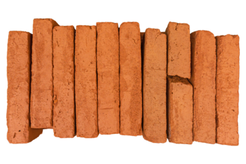 Stacked New Red Clay Bricks Isolated on Transparent Background - Building Material.