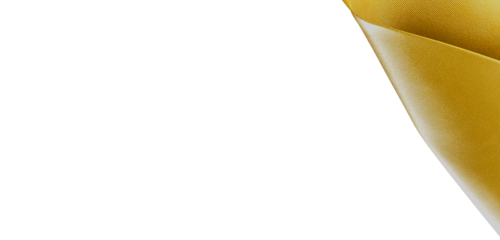 Close up of yellow fabric corner on white backdrop. Ideal for minimalist design elements, texture, backgrounds, or creat