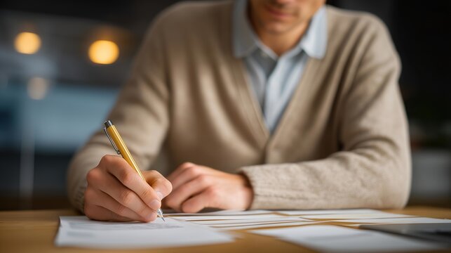 A UX designer arranging low-fidelity paper prototypes on a desk, sketching interface ideas and comparing user pathways — human-centered design, usability testing, and creative UI/UX workflow. - Powered by Adobe