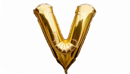 Golden Foil Balloon Letter V Isolated