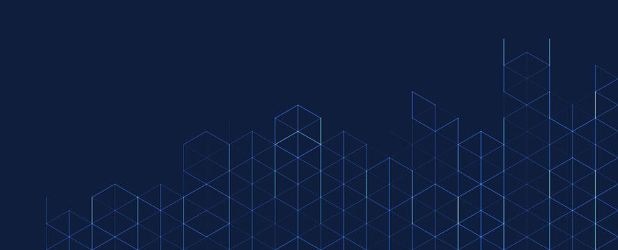 Abstract geometric background with isometric. Digital cube isometric on blue background.