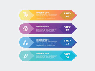 vector illustration infographic design template with 4 steps. Template for process, presentations, layout, banner, brochure.