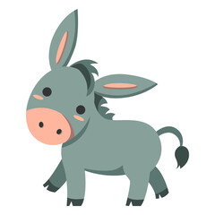 Obraz premium Cute donkey walking semi-flat