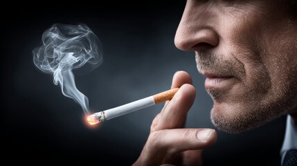 A man lost in thought, enveloped by swirling smoke, exudes an air of sophistication and introspection