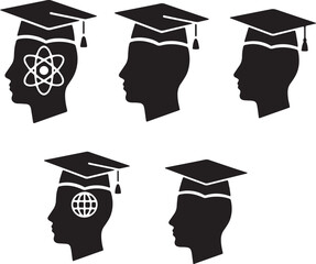graduation silhouette illustration on white background 