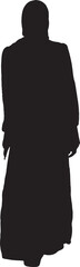 vector,back view of a silhouette of a woman walking with her head covered