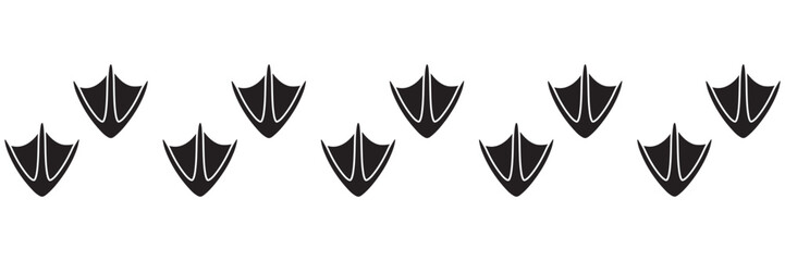 Duck and goose bird footprint silhouettes, diagonal animal tracks vector illustration.