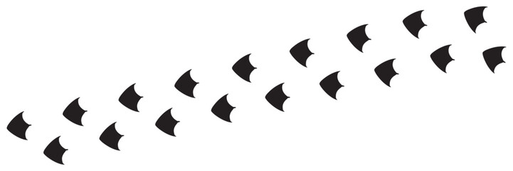 Duck and goose bird footprint silhouettes, diagonal animal tracks vector illustration.