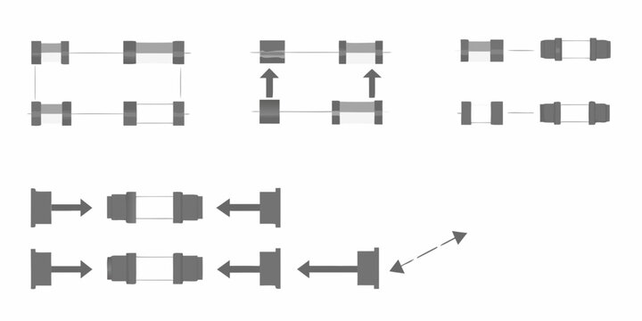 Visual representation of double slit experiment with wave and particle behavior