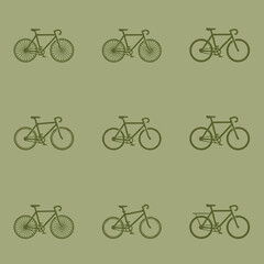 Diverse Bicycle and Road Bike Line Icons Set Vector Illustration of Cycling Equipment for Transportation and Outdoor Sports