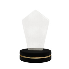 Minimalist White Acrylic Trophy on Black Base: Modern Glass Award Plaque for Corporate Recognition, Achievement Honor, and Victory Prize for Employee Excellence Isolated on White