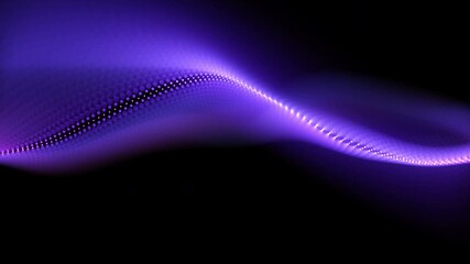 Glowing abstract animation with flowing purple waves and digital particles Out of focus. space-themed visuals. Blue purple pink big data wave of particles loop. Futuristic neon blured surface. - Powered by Adobe