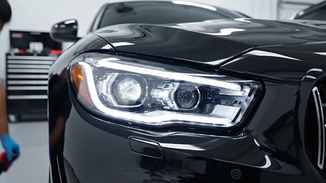 Close up of a modern vehicle headlight