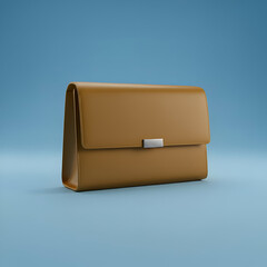 Professional Brown Leather Briefcase Business Accessory on Blue Background