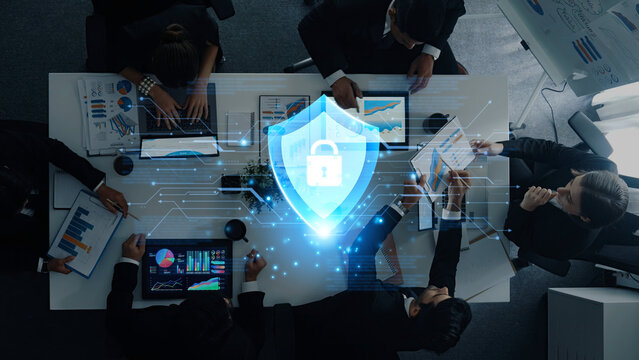 Digital security shield providing network protection and data privacy. This represents a firewall or antivirus system safeguarding against cyber threats, ensuring total safety. Fermion
