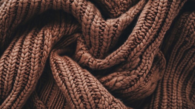 Brown knitted fabric texture background warm cozy winter sweater pattern design