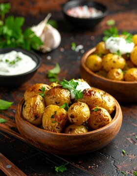 Knusprige Mini-Kartoffeln mit Kr&auml;uterquark
