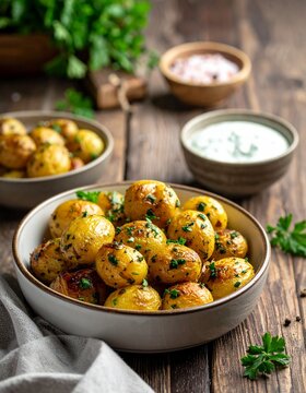Knusprige Mini-Kartoffeln mit Kr&auml;uterquark