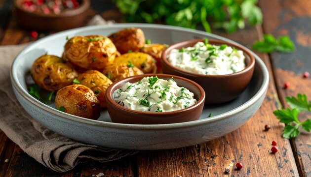 Knusprige Mini-Kartoffeln mit Kr&auml;uterquark