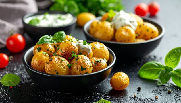Knusprige Mini-Kartoffeln mit Kr&auml;uterquark