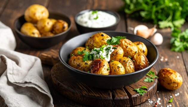 Knusprige Mini-Kartoffeln mit Kr&auml;uterquark