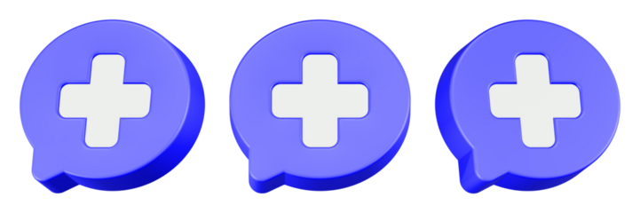 plus sign icon 3d render blue bubble button