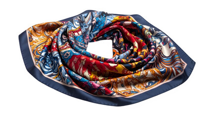 Silk scarf folded isolated on PNG background.