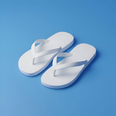 Minimalist White Flip-Flops on Blue - Summer Beach Footwear & Vacation Essential