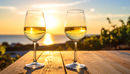 Wine Glasses at Sunset