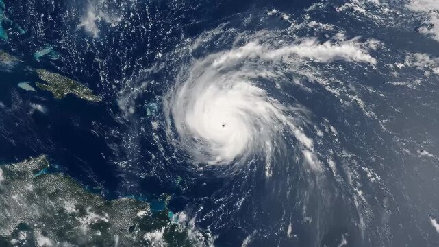 Satellite reveals the evolution of hurricane over the atlantic, Satellite shows the development of a hurricane over the Atlantic Ocean,