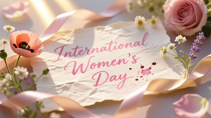 International Women&rsquo;s Day Handwritten Typography on Textured Paper