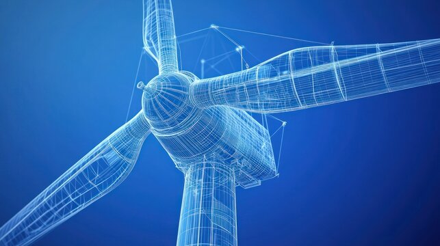 Wind turbine wireframe model sustainable energy technology design