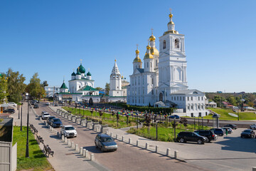 View of the ancient city churches on a sunny September day. Arzamas