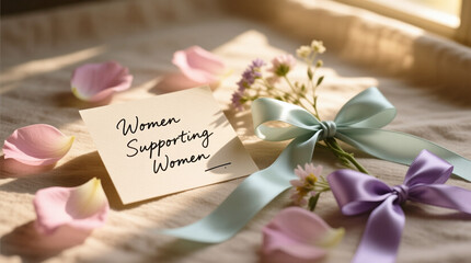 Women Supporting Women Romantic Handwritten Message Flat Lay