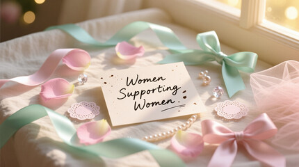Women Supporting Women Romantic Handwritten Message Flat Lay